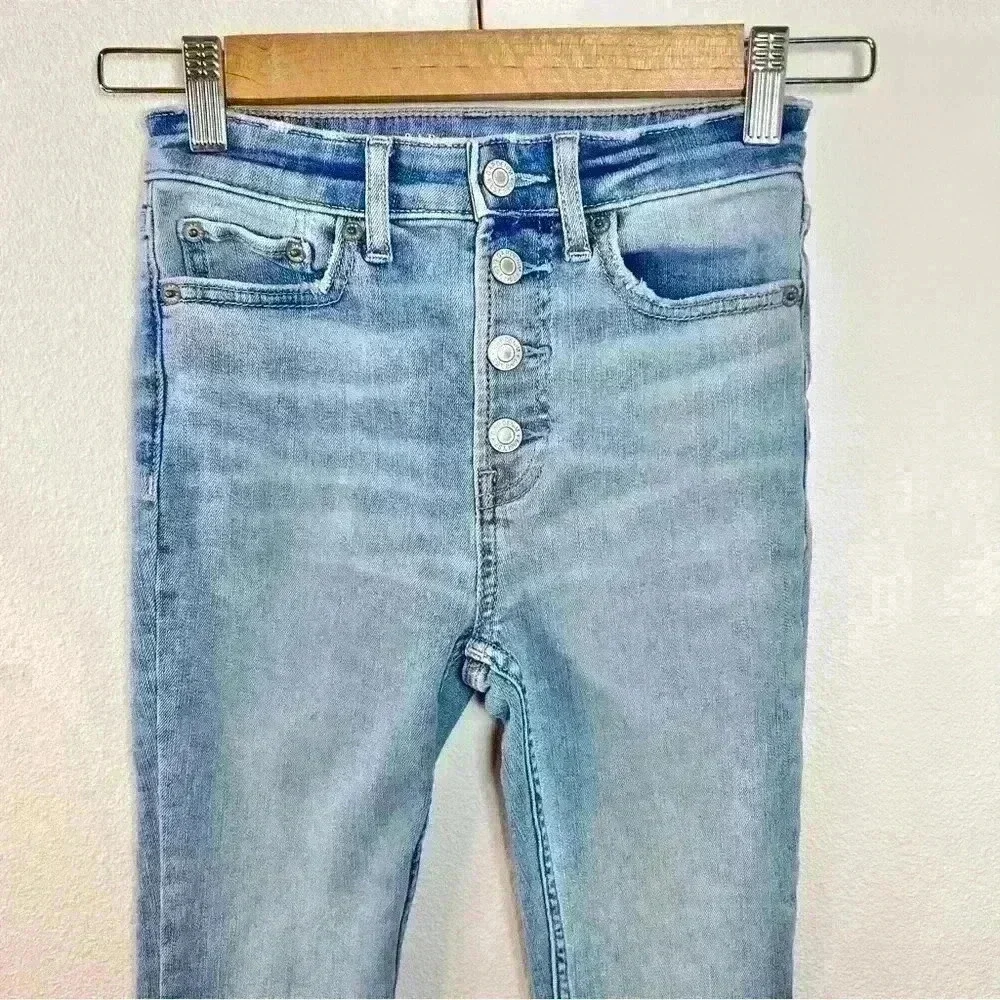 GAP Teen Girls Sky High Rise Ankle Jeans with Exposed Fly Size 8